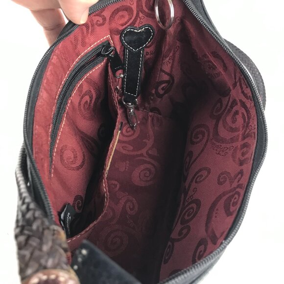 Brighton Handbag D298323 Womens Tasseled Shoulder Strap‎ Lined  Black/Brown - Picture 13 of 14